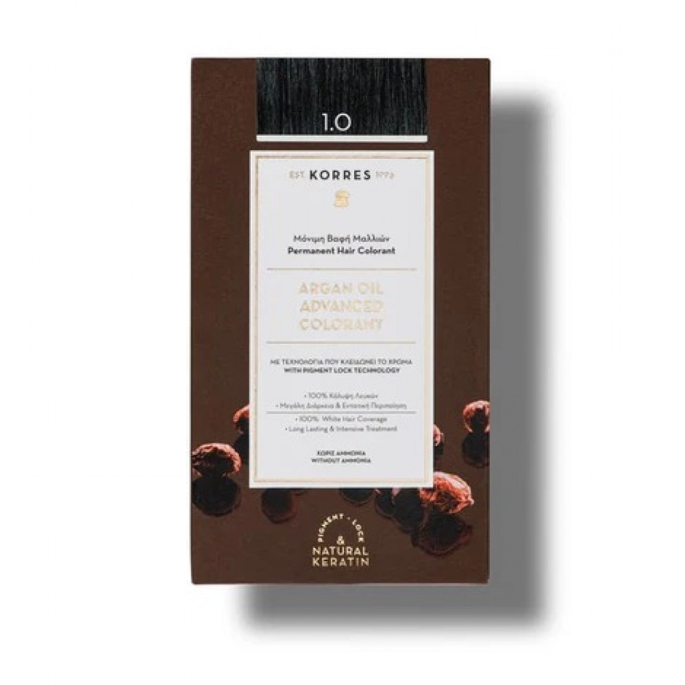 Korres Argan Oil 1.0 Μαύρο Φυσικό – Πλούσιο Χρώμα & Φροντίδα Χωρίς Αμμωνία Φροντίδα μαλλιών