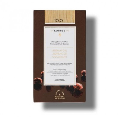 Korres Argan Oil Advanced Colorant 10.0 Ξανθό Πλατίνας – Μόνιμη Βαφή Μαλλιών 50ml