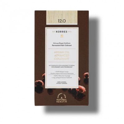 Korres Argan Oil Advanced Colorant 12.0 – Πολύ Ανοιχτό Ξανθό Χρώμα Μαλλιών χωρίς Αμμωνία 50ml