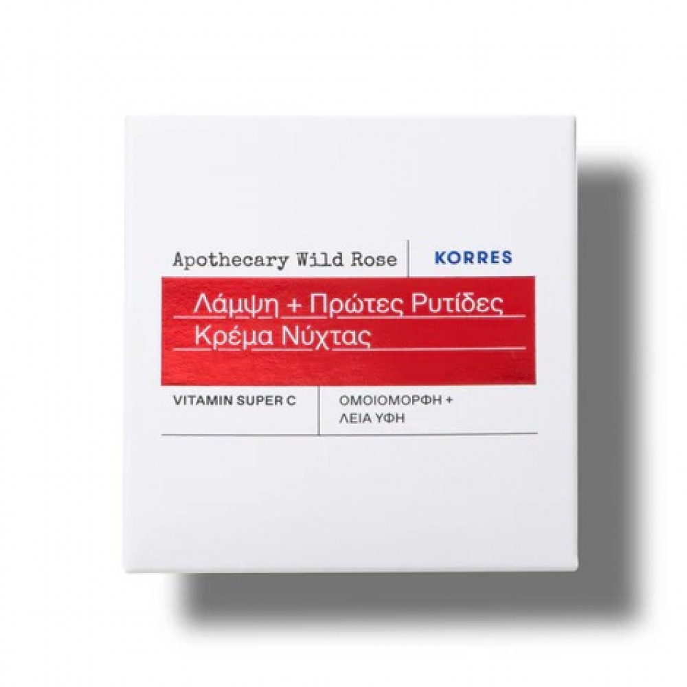 Korres Wild Rose Κρέμα Νυκτός για Λάμψη & Πρώτες Ρυτίδες 40ml Καλλυντικά