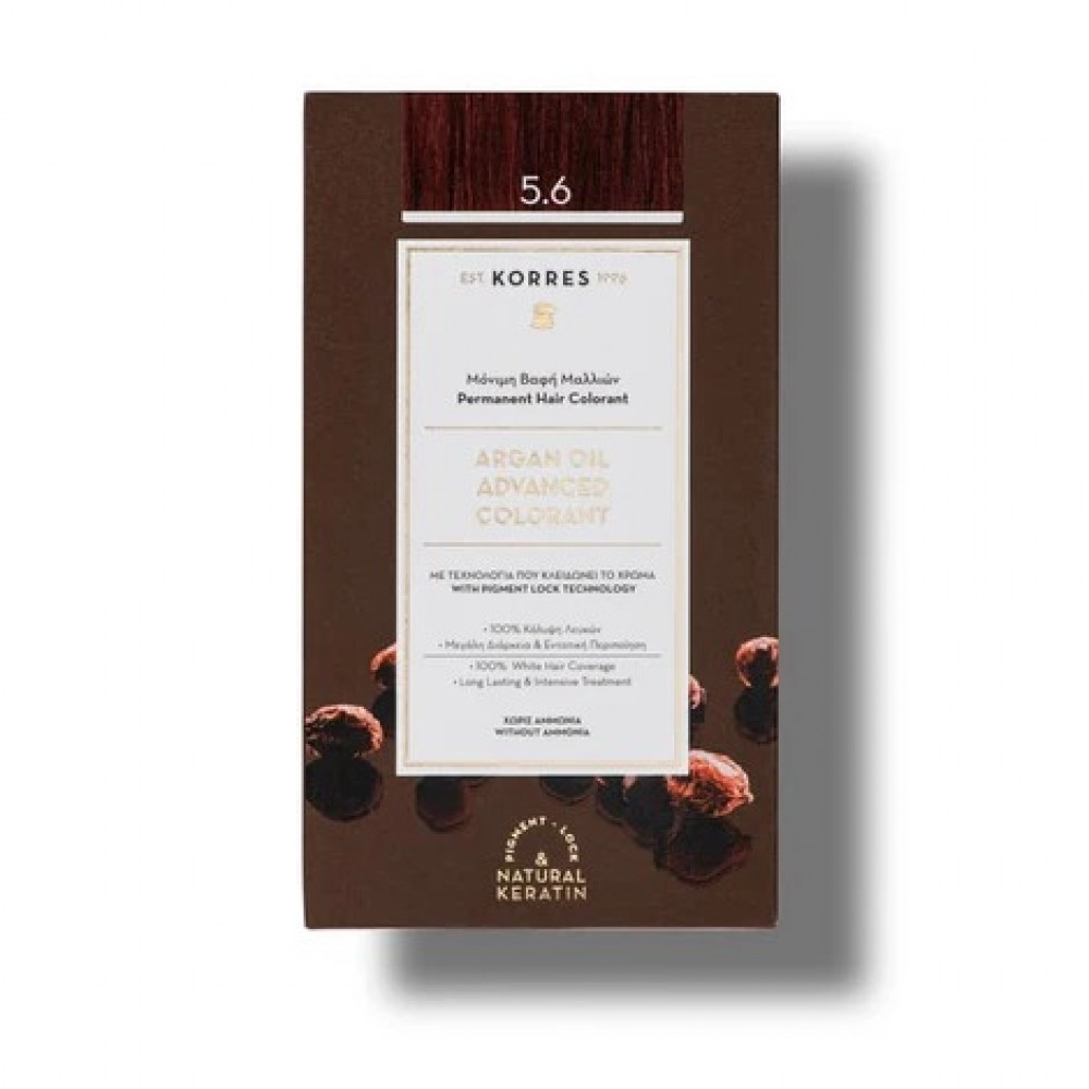 Korres Argan Oil Βαφή 5.6 Ανοιχτό Κόκκινο – Φωτεινό Χρώμα με Φυσική Φροντίδα Φροντίδα μαλλιών