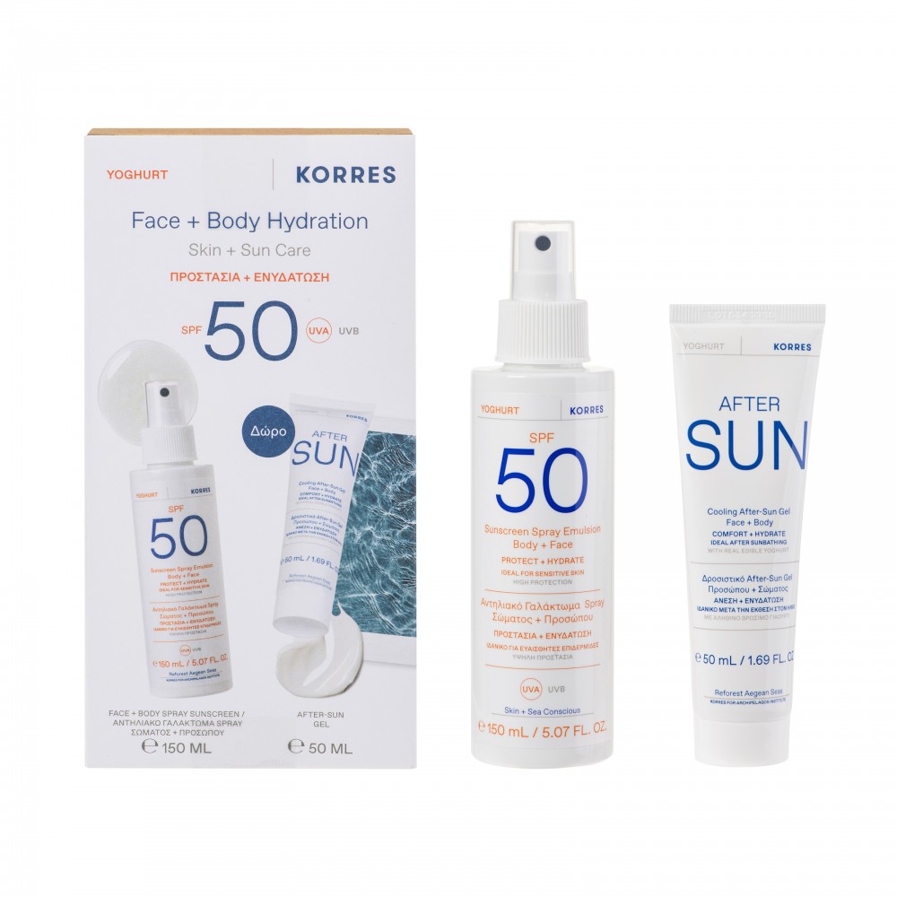 KORRES Σετ Αντηλιακό Γαλάκτωμα Spray SPF 50 & Δώρο After-Sun Gel για Ενυδάτωση και Προστασία Αντηλιακά