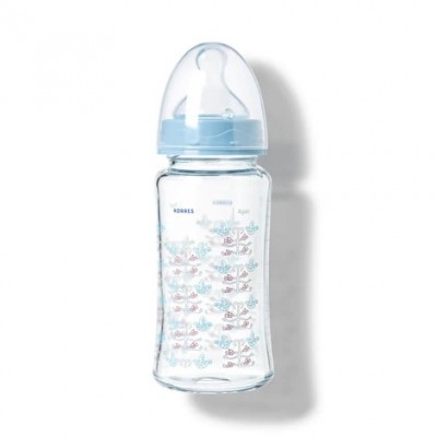 Korres Γυάλινο Μπιμπερό 230ml – Θηλή Σιλικόνης Μεσαίας Ροής για 3Μ+
