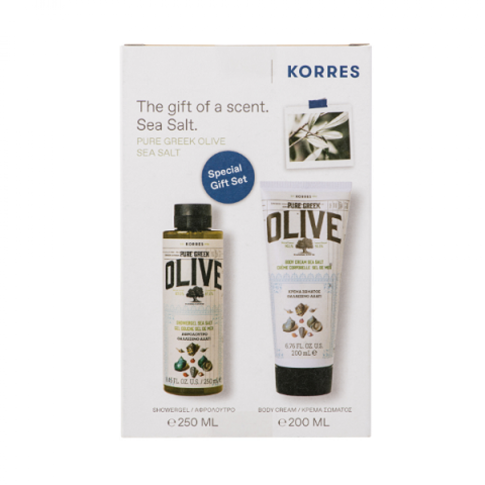 Korres Olive Sea Salt – Αφρόλουτρο & Κρέμα Σώματος με Θαλασσινή Φρεσκάδα (250ml + 200ml) Σώμα