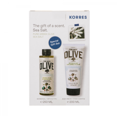 Korres Olive Sea Salt – Αφρόλουτρο & Κρέμα Σώματος με Θαλασσινή Φρεσκάδα (250ml + 200ml)