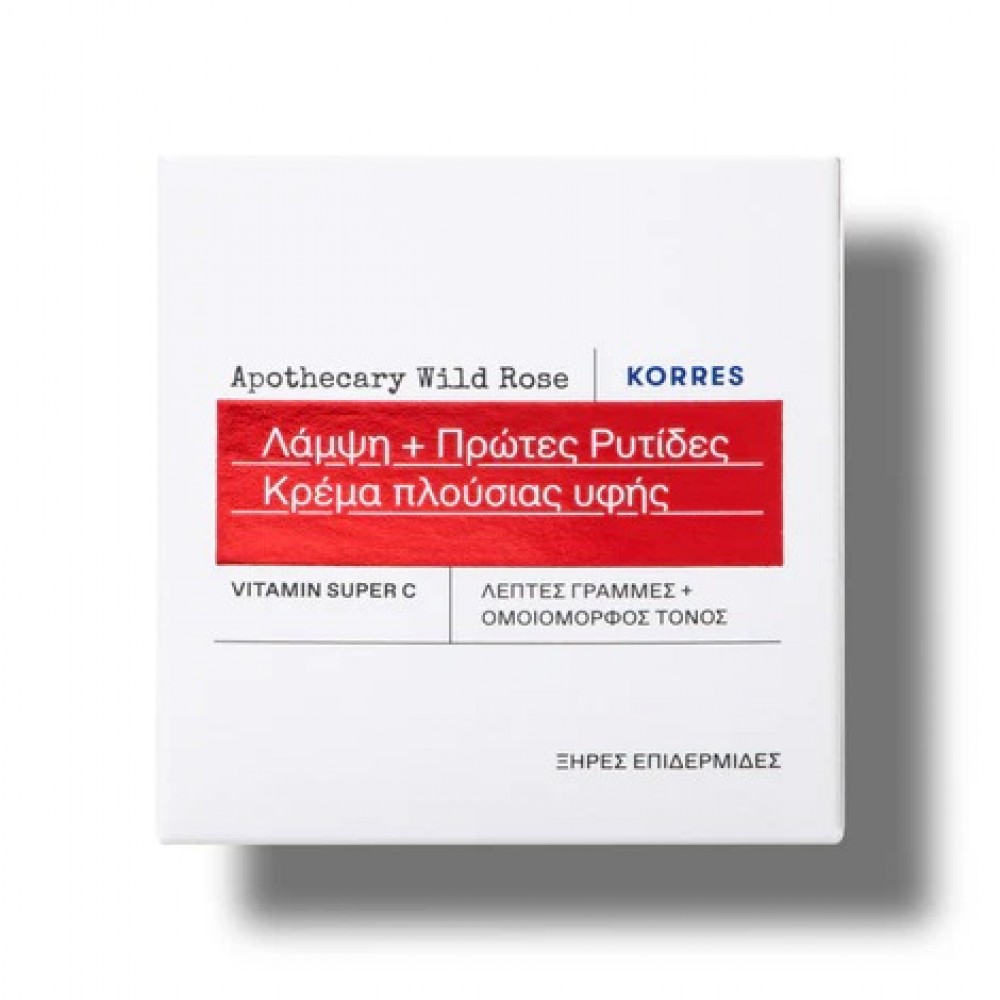 Korres Άγριο Τριαντάφυλλο Κρέμα Ημέρας για Λάμψη & Πρώτες Ρυτίδες για Ξηρές - Πολύ Ξηρές Επιδερμίδες, 40ml Καλλυντικά