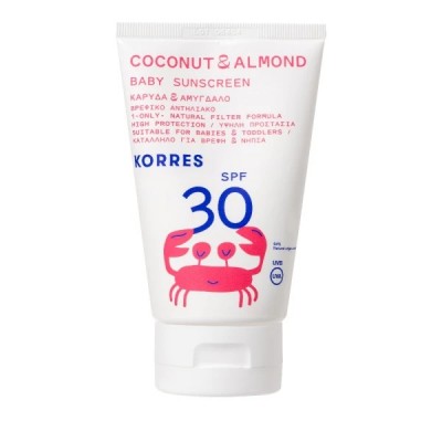 Korres Baby Sunscreen SPF30 – Βρεφικό Αντηλιακό με Καρύδα & Αμύγδαλο για Πρόσωπο & Σώμα 100ml