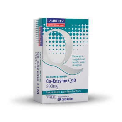 Lamberts Co-Enzyme Q10 200mg  X 60 CAPS– Ισχυρό Συμπλήρωμα για Καρδιά & Ενέργεια