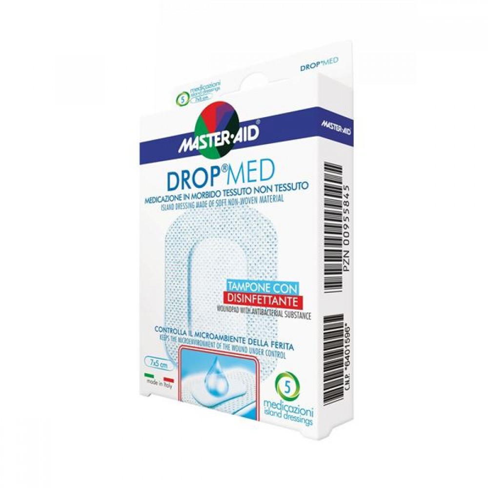 Master Aid Drop Med Αυτοκόλλητο επίθεμα 7x5cm 5 τμχ Πρώτες Βοήθειες