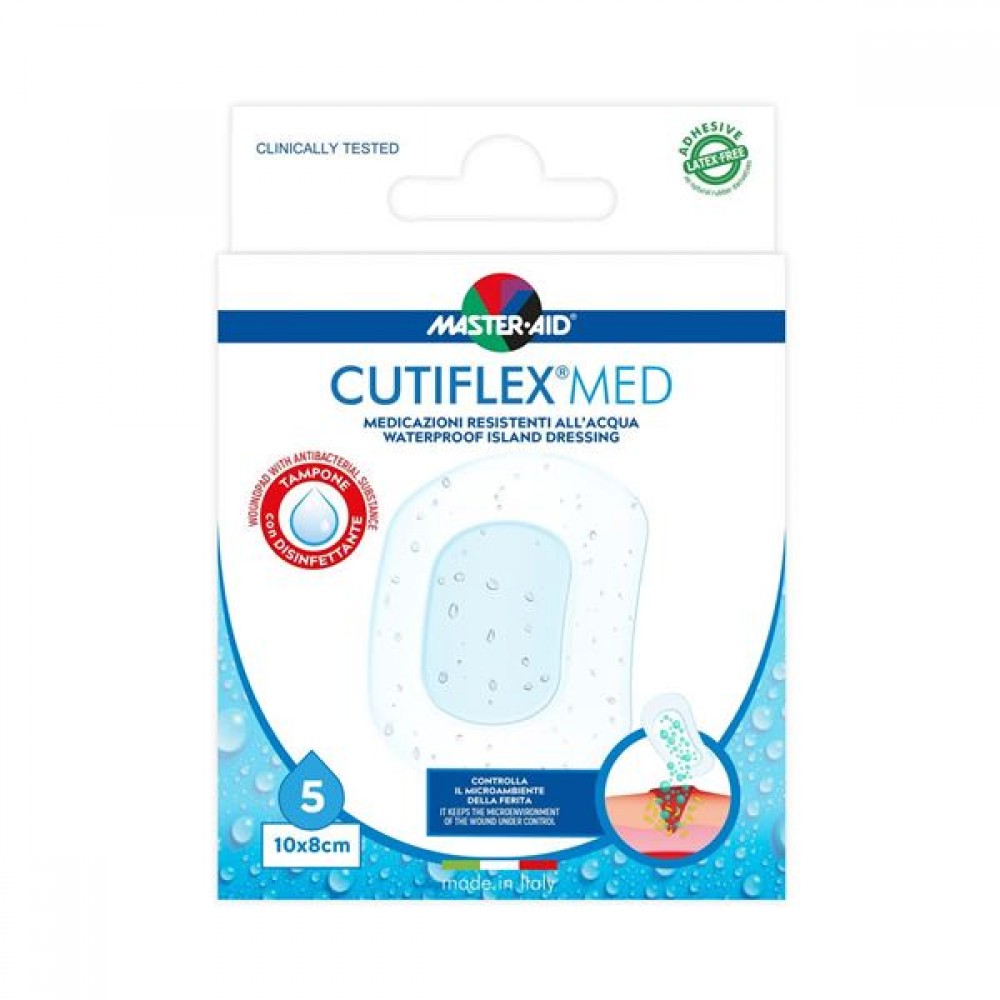 MASTER AID Cutiflex Waterproof Αδιάβροχα Αυτοκόλλητα Επιθέματα 10x8cm 5τμχ Πρώτες Βοήθειες