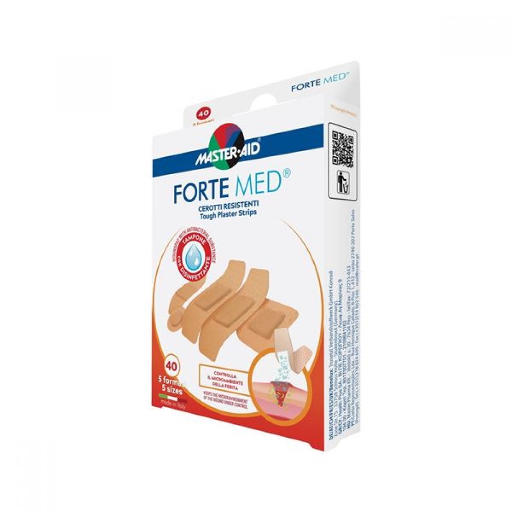 MASTER AID Forte Med, Αυτοκόλλητες Αντικολλητικές Γάζες 5 Μεγέθη - 40τεμ. Πρώτες Βοήθειες