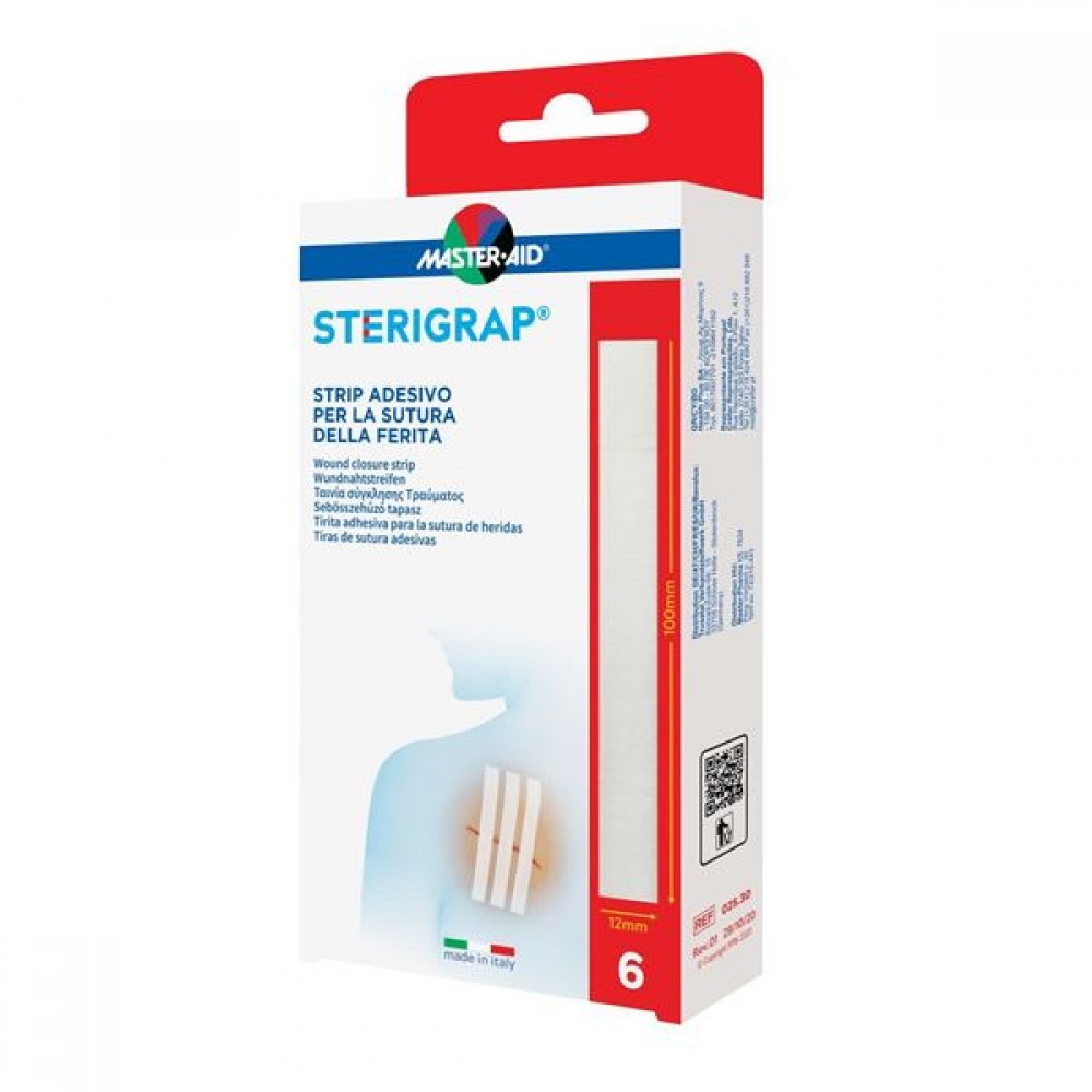 Master Aid Sterigrap ταινίες σύγκλισης  100x12mm x 6τμχ Πρώτες Βοήθειες