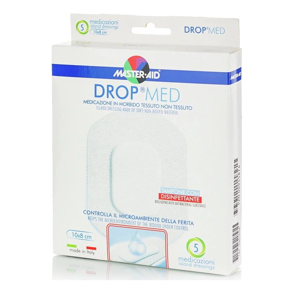 Master-Aid Drop Med Αυτοκόλλητα Επιθέματα 10x8cm, 5τμχ Πρώτες Βοήθειες