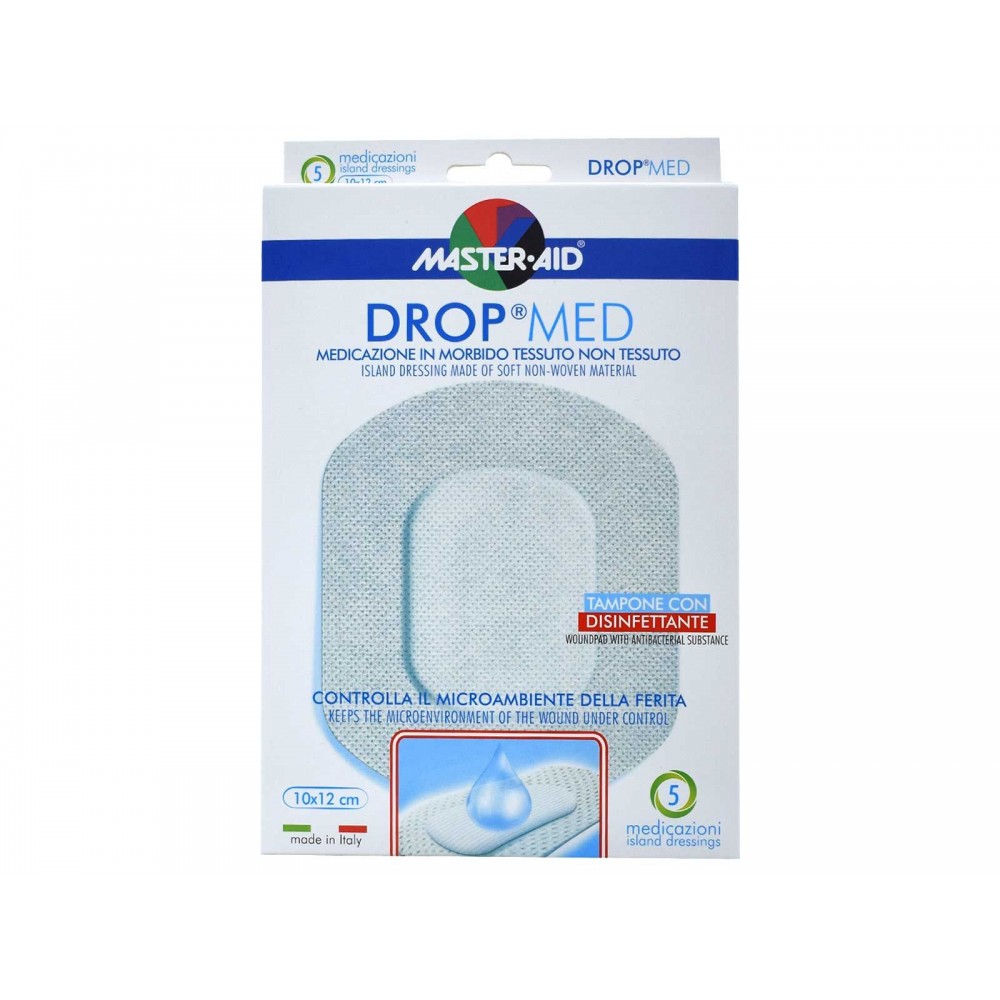 Master Aid Drop Med Αυτοκόλλητες Γάζες 10x12cm 5 τμχ Πρώτες Βοήθειες