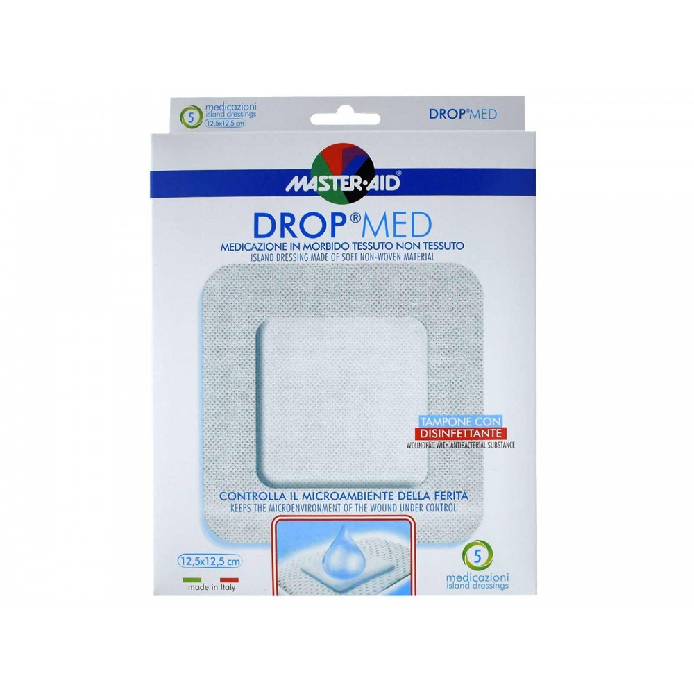 Master Aid Drop Med Αυτοκόλλητες Γάζες 12,5x12.5cm 5 τμχ Πρώτες Βοήθειες