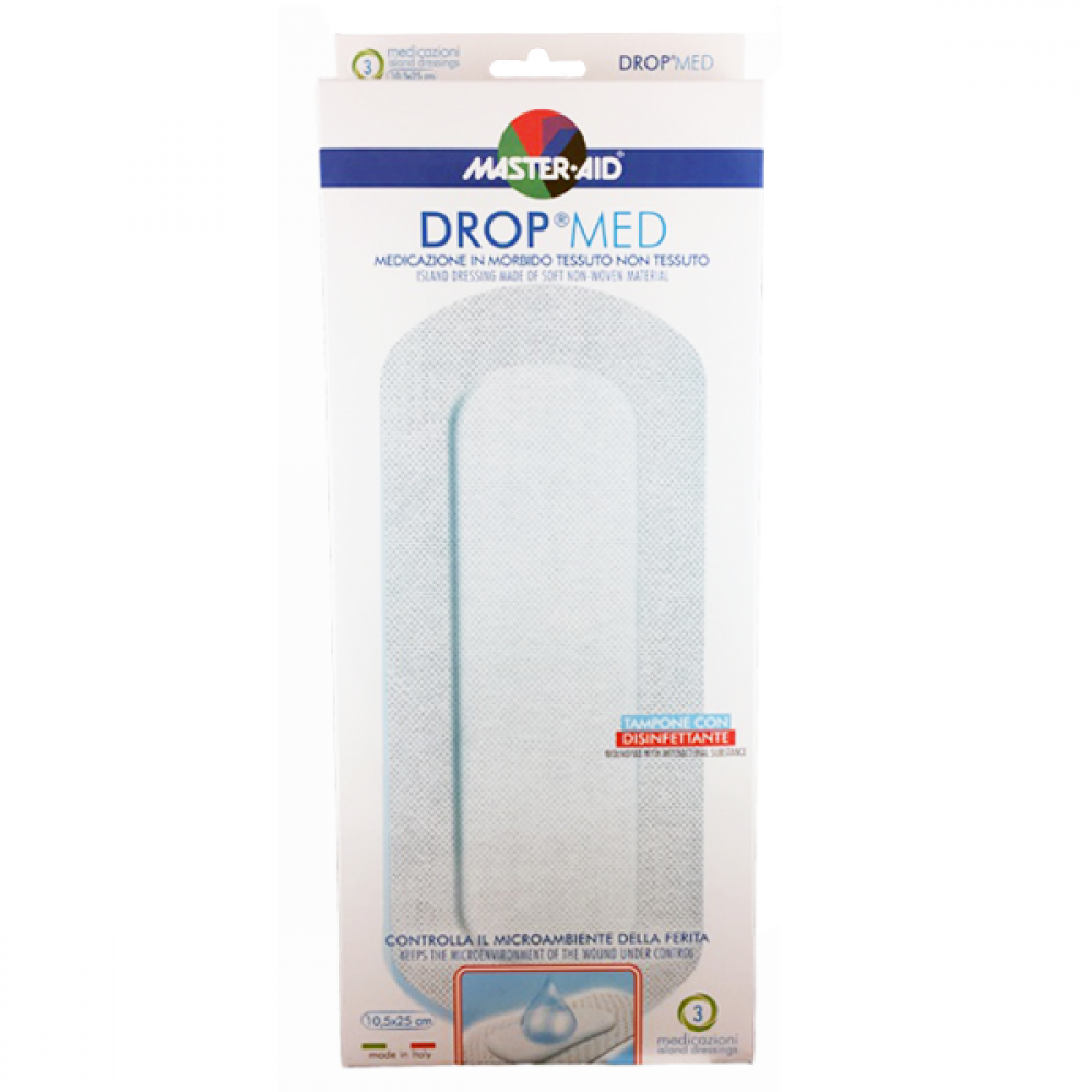MASTER AID Drop Med Αυτοκόλλητη Γάζα 10,5x25 3τμχ Πρώτες Βοήθειες