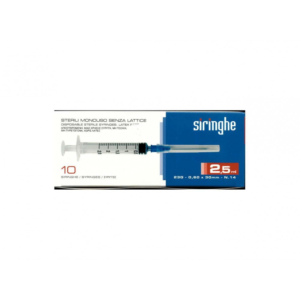 Masteraid Σύριγγες (23g / 2,5ml) 10 τεμάχια Πρώτες Βοήθειες