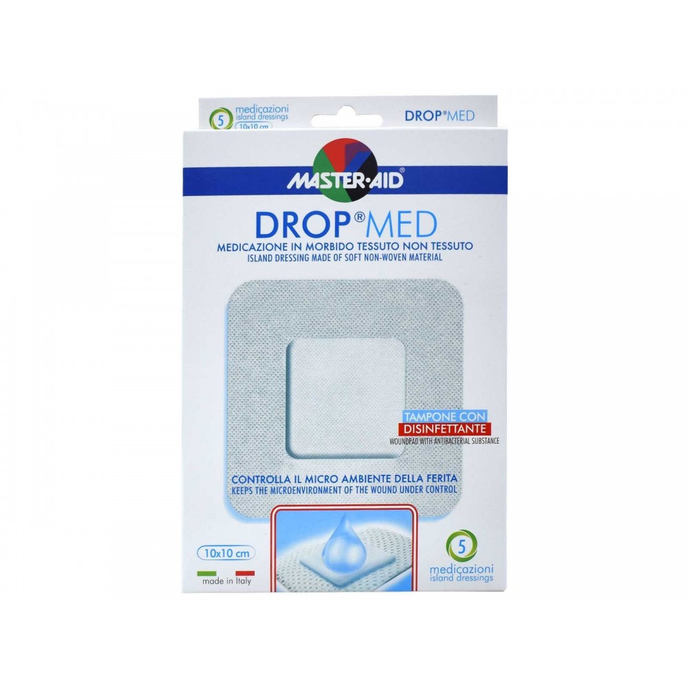 Master Aid Drop Med Αυτοκόλλητες Γάζες 10x10cm 5 τμχ Πρώτες Βοήθειες