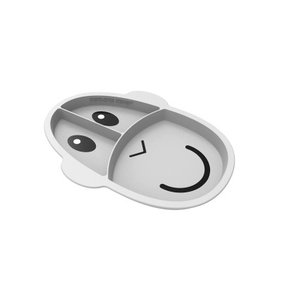 Munchkin Πιάτο Σιλικόνης Με Χωρίσματα Matchstick Monkey Section Plate Cool Grey