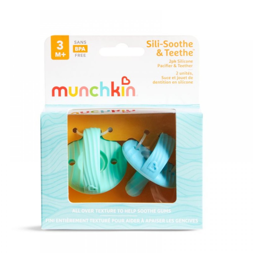Munchkin Sili Soothe & Teethe Mπλε+Πράσινη 3m+ Βρεφανάπτυξη