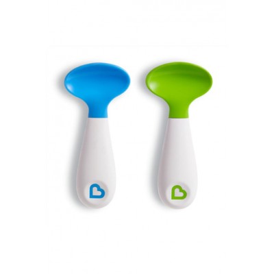 Munchkin Baby Scoop Spoon 2 Τμχ – Κουτάλια Σιλικόνης για Μωρά 9+ Μηνών (Μπλε/Πράσινο)
