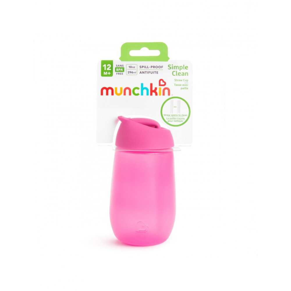 Munchkin SIMPLE CLEAN STRAW CUP PINK 296ml Βρεφανάπτυξη