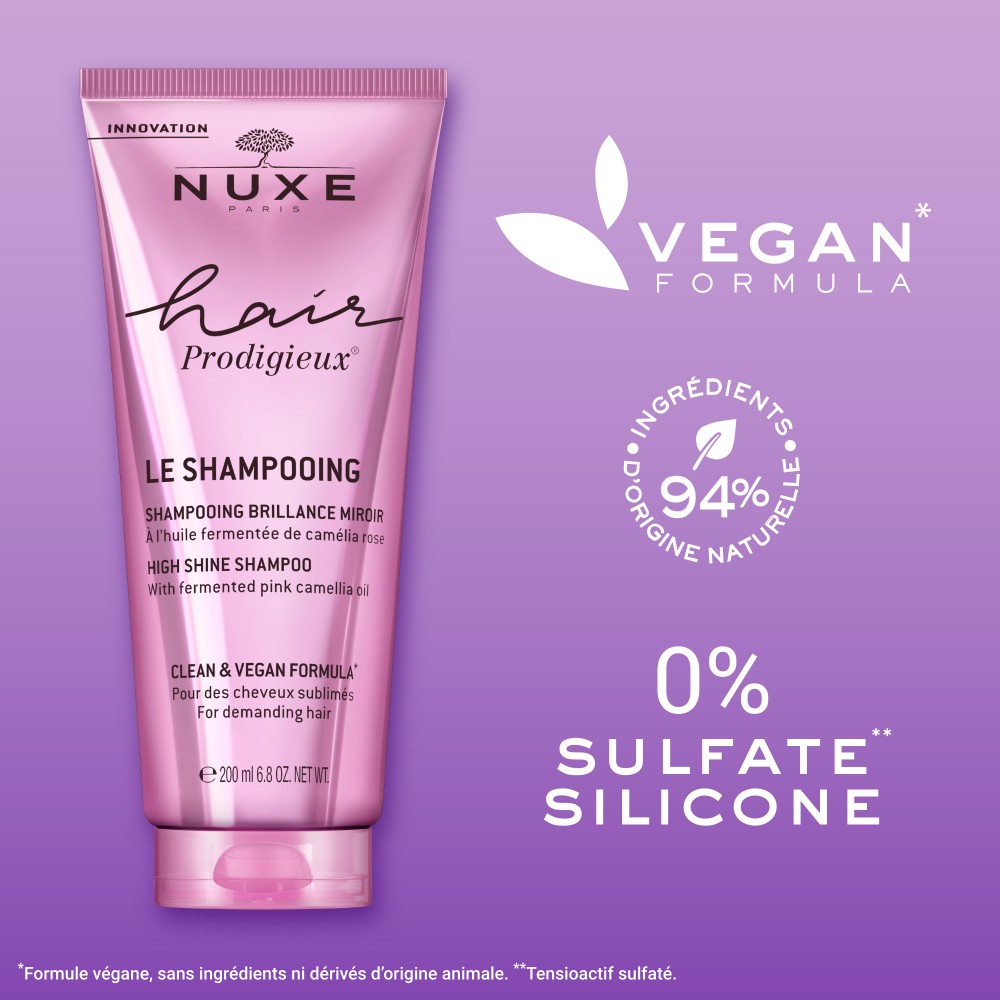 Nuxe Hair Prodigieux Σαμπουάν Λάμψης με Ροζ Καμέλια 200ml – Φυσική Λάμψη & Επανόρθωση για Κανονικά έως Ξηρά Μαλλιά Φροντίδα μαλλιών