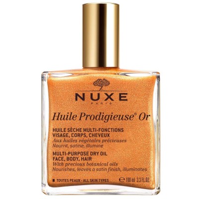 Nuxe Huile Prodigieuse Or – Λαμπερό Ξηρό Έλαιο Πολλαπλών Χρήσεων για Πρόσωπο, Σώμα & Μαλλιά 100ml