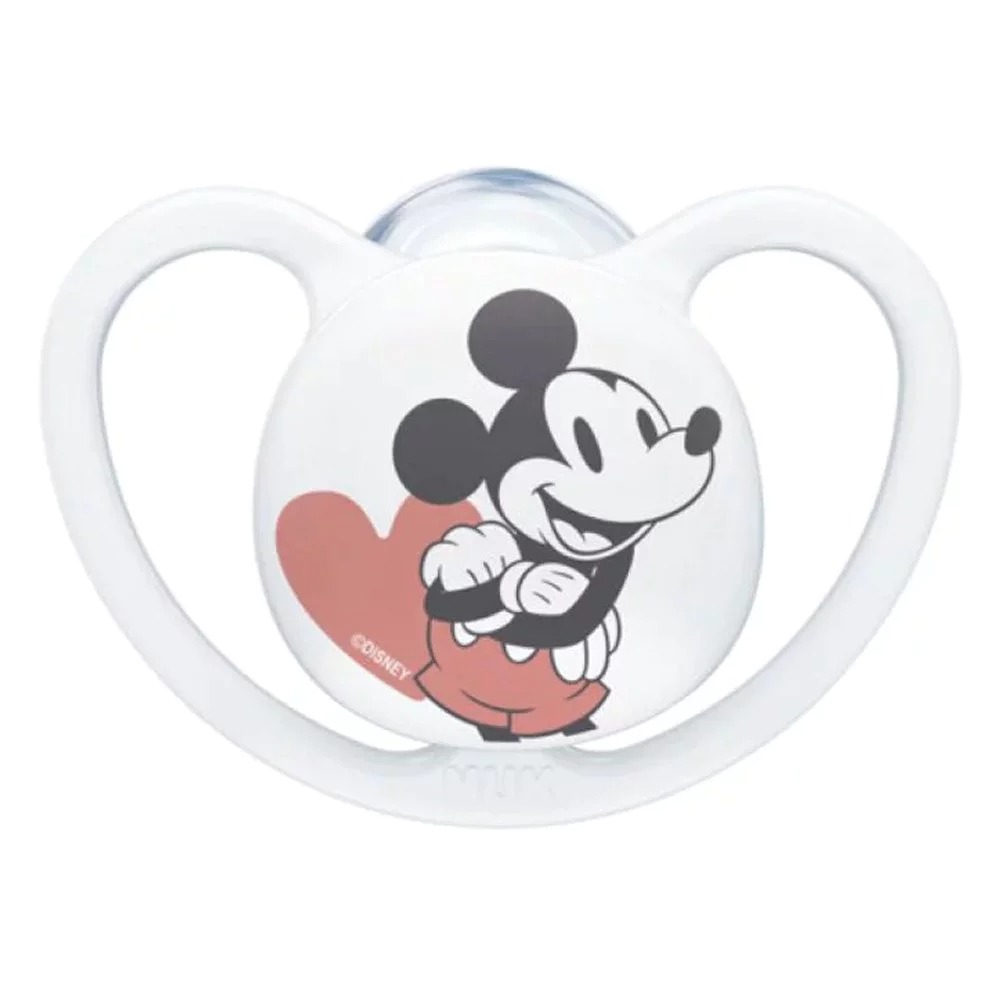 NUK Disney Mιckie Mouse Space Πιπίλα Σιλικόνης Χωρίς Κρίκο Με Θήκη 18-36 μηνών Βρεφανάπτυξη