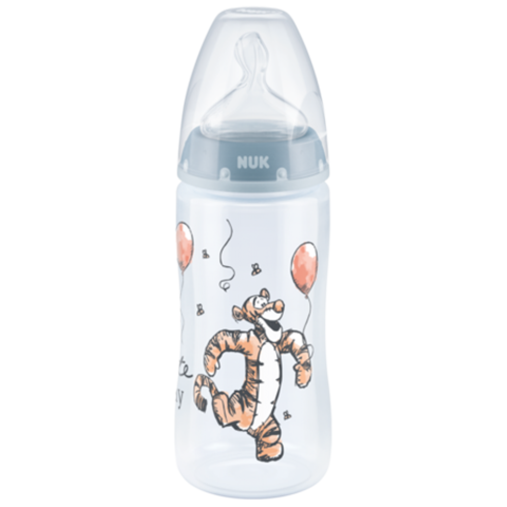 NUK Disney Winnie the Pooh First Choice Plus Γυάλινο Μπιμπερό 300ml με Δείκτη Ελέγχου Θερμοκρασίας Βρεφανάπτυξη