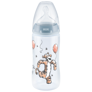 NUK Disney Winnie the Pooh First Choice Plus Γυάλινο Μπιμπερό 300ml με Δείκτη Ελέγχου Θερμοκρασίας Βρεφανάπτυξη