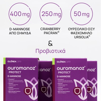 OLONEA Ouromanoz Protect D-Mannose 60caps – Φυσική Υποστήριξη του Ουροποιητικού Συστήματος