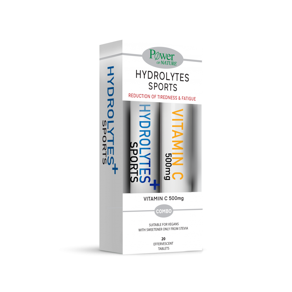 Power Health Hydrolytes Sports + Vitamin C – Ηλεκτρολύτες για Αθλητική Απόδοση & Άμυνα με Δώρο Βιταμίνη C 500mg | 20 Αναβράζοντα Δισκία Συμπληρώματα διατροφής