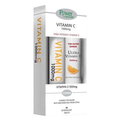 Power Health Vitamin C 1000mg με Stevia – Αναβράζουσα Βιταμίνη C Χωρίς Ζάχαρη + ΔΩΡΟ 20tabs 500mg για Καθημερινή Ανοσοπροστασία