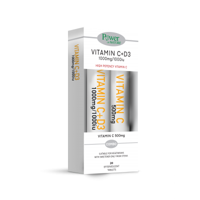 Power Health Vitamin C + D3 1000mg/1000iu – Συνδυαστική Προστασία Ανοσίας + Δώρο Vitamin C 500mg για Ενίσχυση Οργανισμού