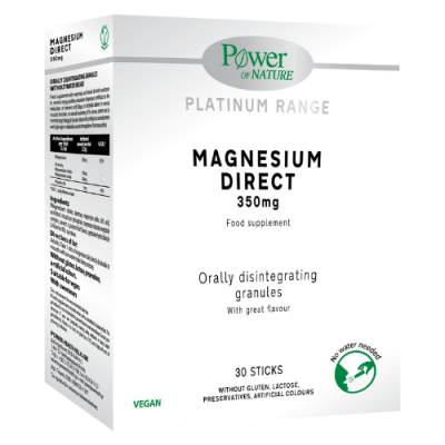 Power Health Magnesium Direct 350mg – Μαγνήσιο σε Σκόνη Άμεσης Λήψης για Κράμπες, Ενέργεια & Άγχος | 30 Στικ Μονοδόσεων