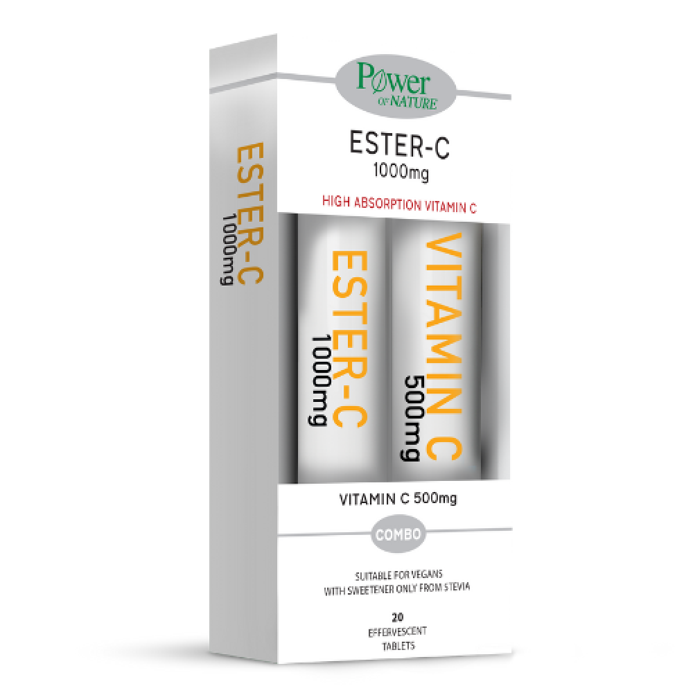 Power Health Ester-C 1000mg – Ενισχυμένη Ανοσοπροστασία με Βιταμίνη C + Δώρο Αναβράζουσα Vitamin C 500mg Συμπληρώματα διατροφής