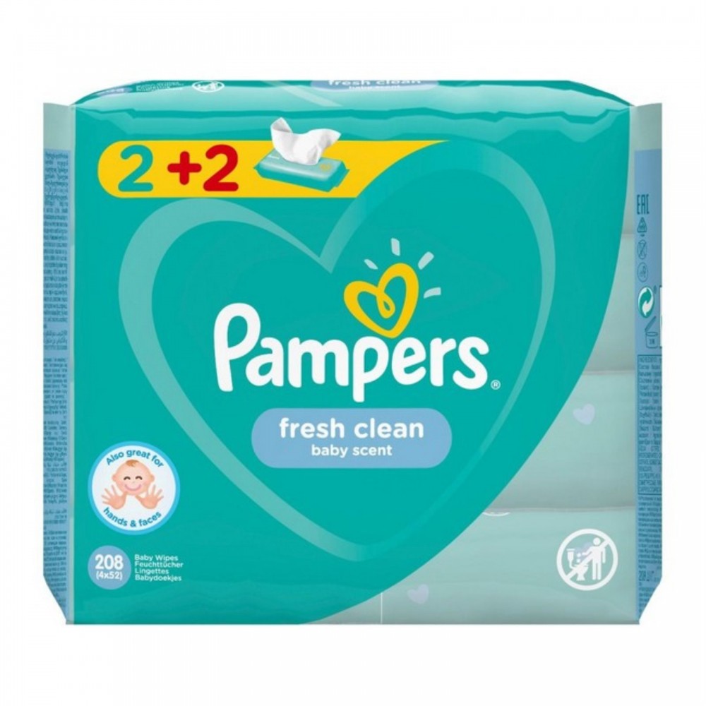 PAMPERS Μωρομάντιλα Fresh Clean 2x52τεμ +2 Δώρο Φροντίδα μωρού