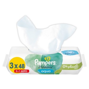 Pampers Promo Harmonie Aqua Baby Wipes 144 Τεμάχια (3x48 Τεμάχια) Εγκυμοσύνη - Λοχεία