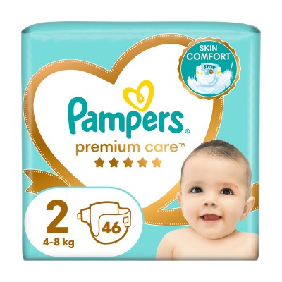 Pampers Premium Care No2 (46τεμ) – Πάνες για Μωρά 4-8kg με Απόλυτη Φροντίδα & Άνεση