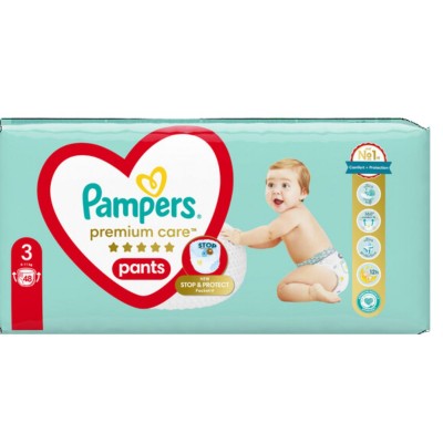Pampers Premium Care Pants No3 (48τεμ) – Πάνες Βρακάκι για Μωρά 6-11kg με Απόλυτη Άνεση