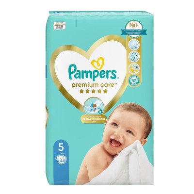 Pampers Premium Care No5 (44τεμ) – Πάνες για Παιδιά 11-16kg με Απαλότητα & Ασφάλεια Όλη Μέρα