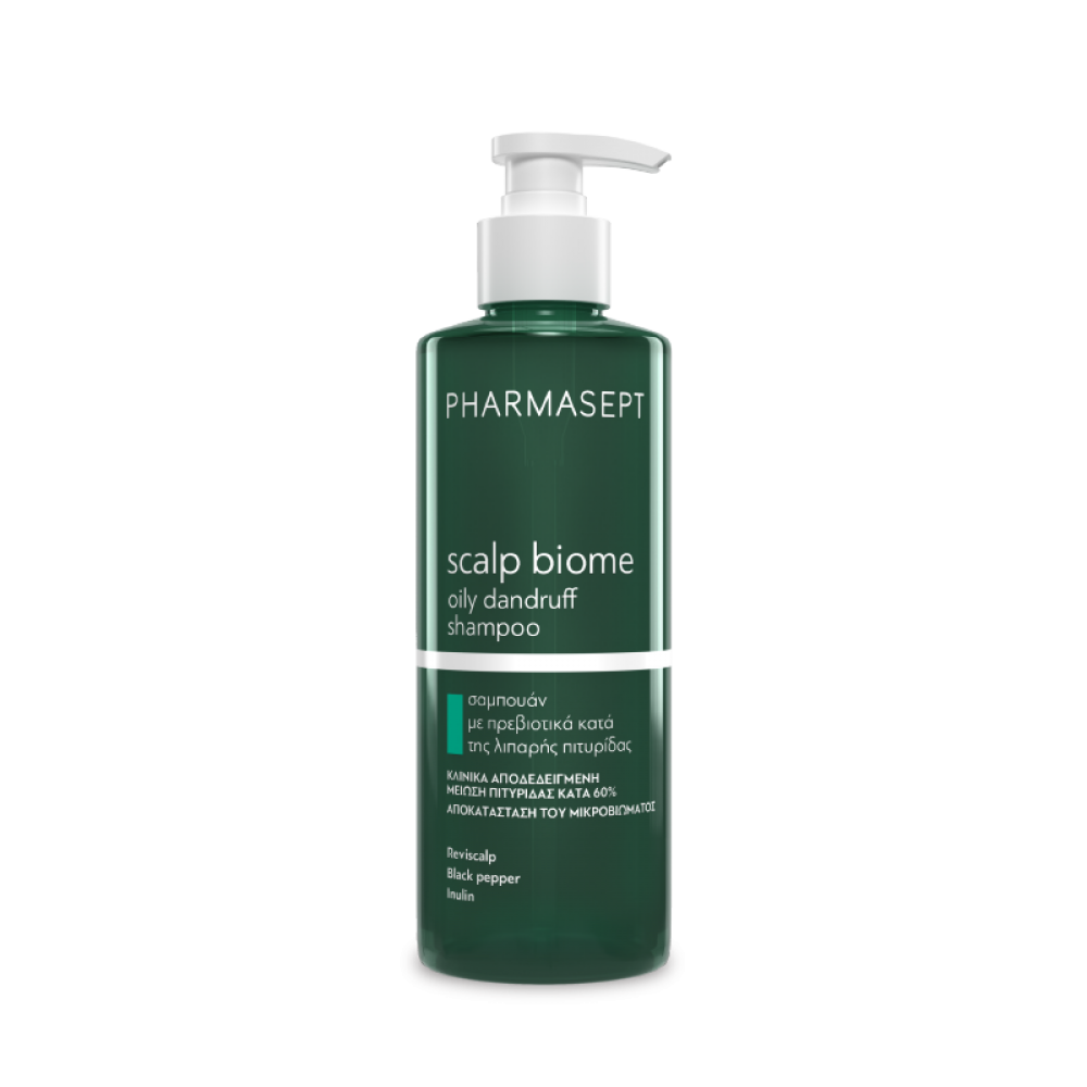 Pharmasept Scalp Biome Oily Dandruff Shampoo Σαμπουάν με Πρεβιοτικά Κατά της Λιπαρής Πιτυρίδας 400ml Φροντίδα μαλλιών