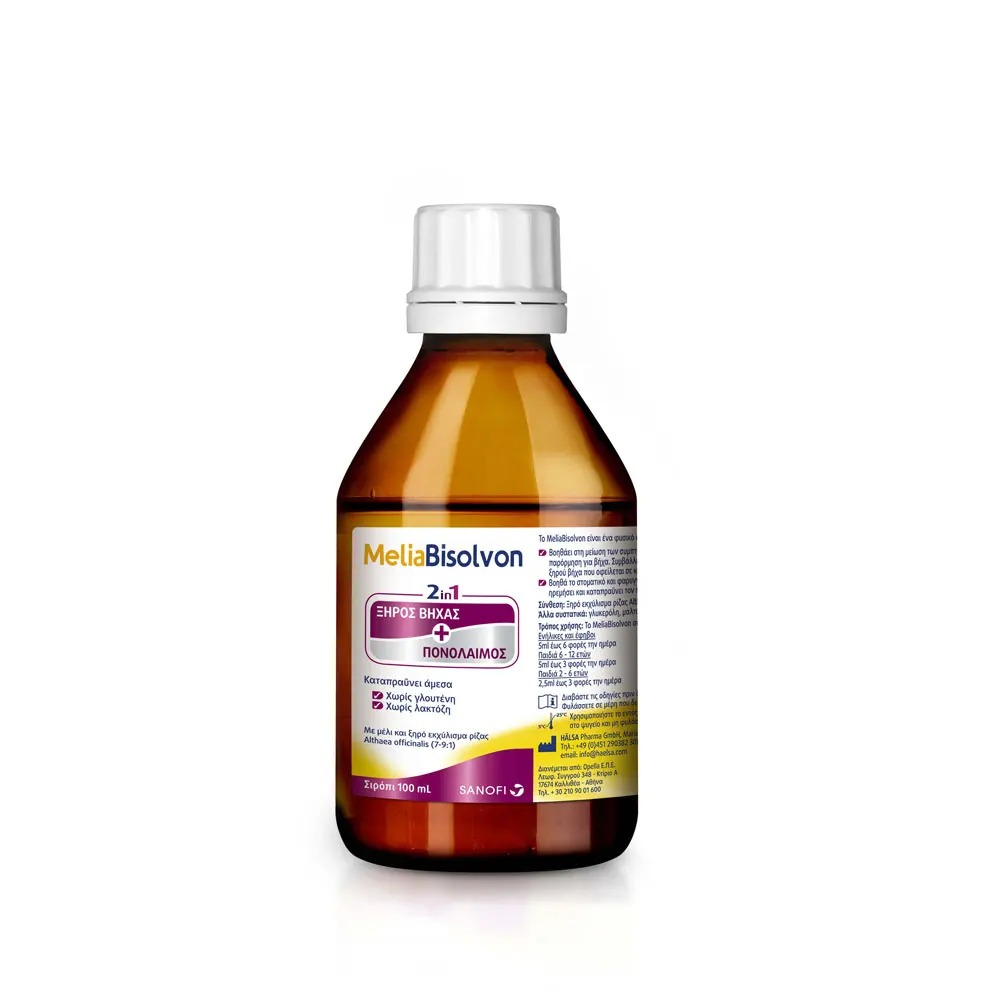 Sanofi MeliaBisolvon Φυσικό Σιρόπι για Ξηρό Βήχα 100ml Κρυολόγημα