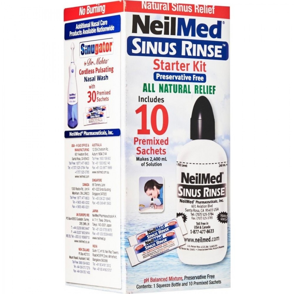 NeilMed Sinus Rinse Starter Kit 10 τεμάχια | Σύστημα Ρινικών Πλύσεων για Αλλεργίες & Ιγμορίτιδα Κρυολόγημα