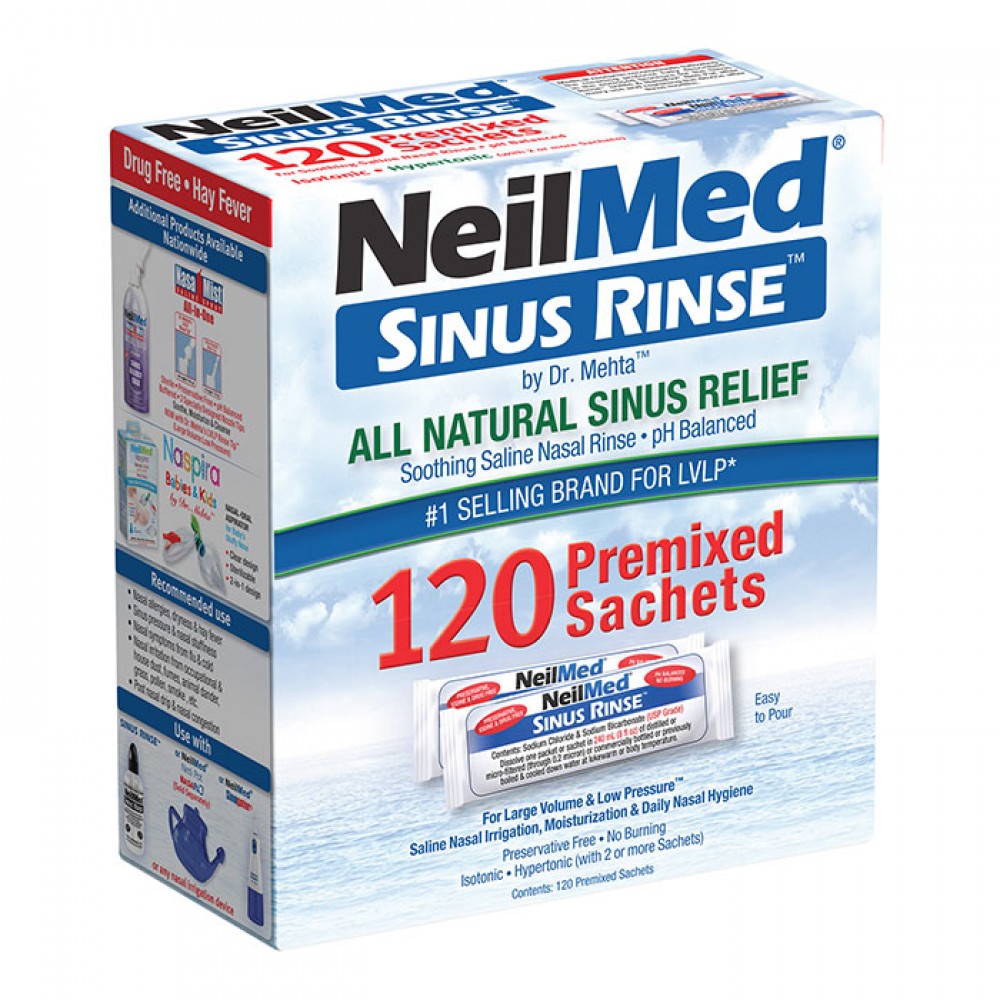 NeilMed Sinus Rinse Original Kit με 120 Φακελάκια – Σύστημα Ρινικής Πλύσης για Καθαρή Αναπνοή Κρυολόγημα