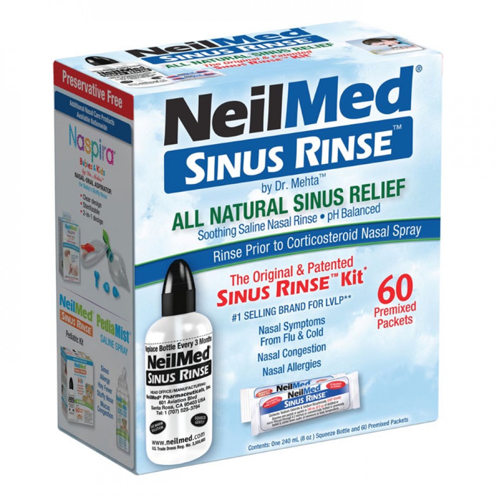 NeilMed The Original Sinus Rinse Kit με 60 Φακελάκια – Ρινικό Σύστημα Καθαρισμού Κρυολόγημα