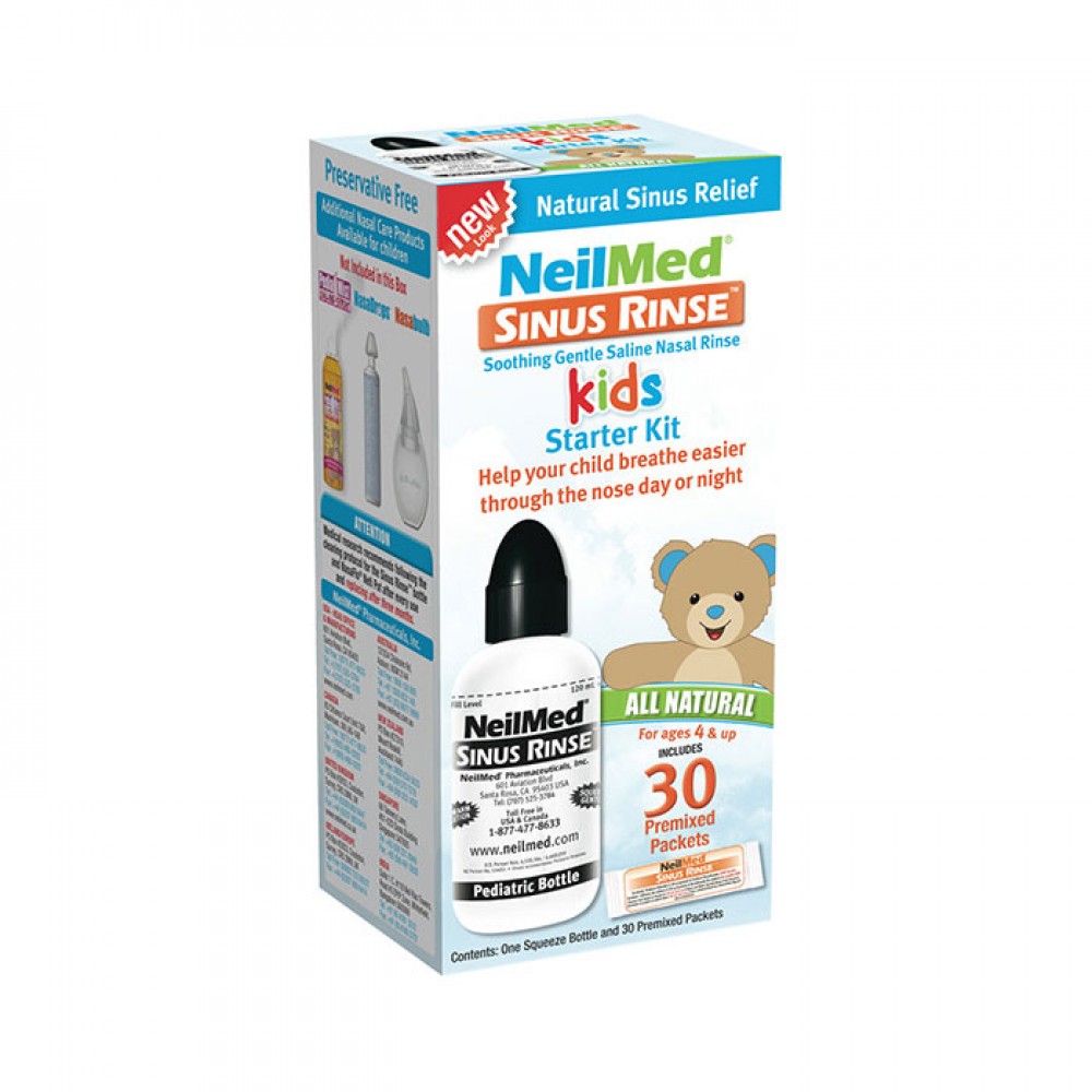 NEILMED Sinus Rinse Kids Pediatric Starter Kit | Παιδικό Σετ Ρινικής Πλύσης με 30 Φακελάκια Κρυολόγημα