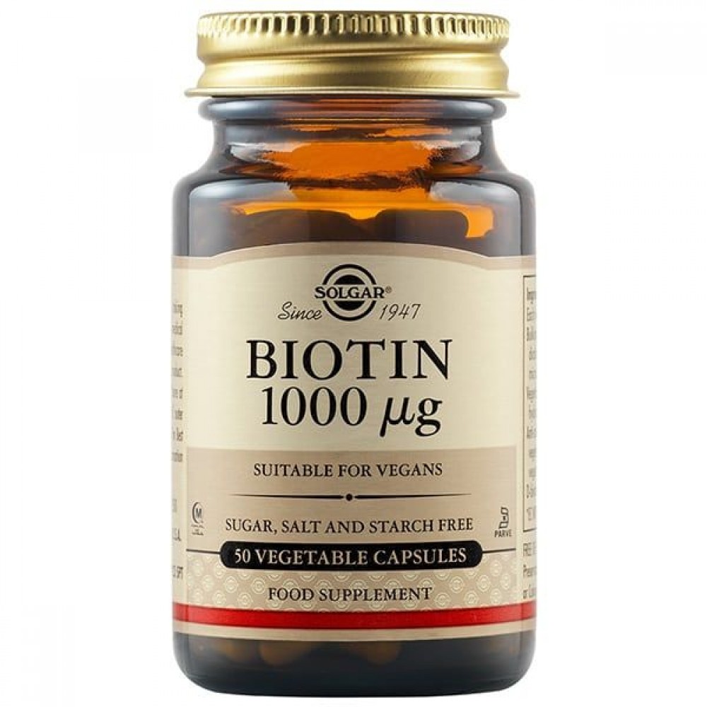 Solgar Biotin 1000μg – Συμπλήρωμα για Μαλλιά, Δέρμα & Νύχια – 50 Φυτικές Κάψουλες Συμπληρώματα διατροφής
