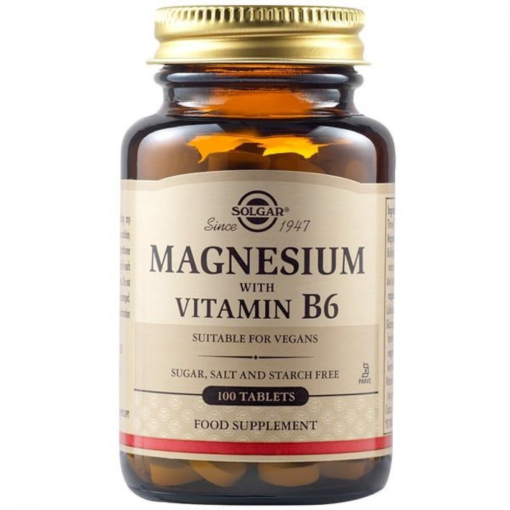 Solgar Magnesium with Vitamin B6 100caps – Μαγνήσιο & Βιταμίνη B6 για Νευρικό Σύστημα & Μυϊκή Λειτουργία Συμπληρώματα διατροφής